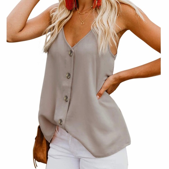 Tops - V-Neck Button Up Tank Top